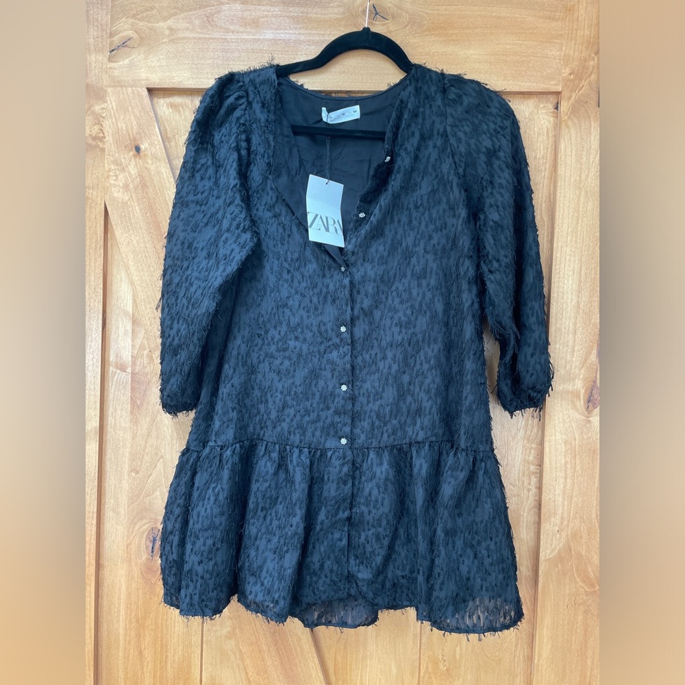 Size 10 Black Zara dress with sparkle buttons-New with tags!